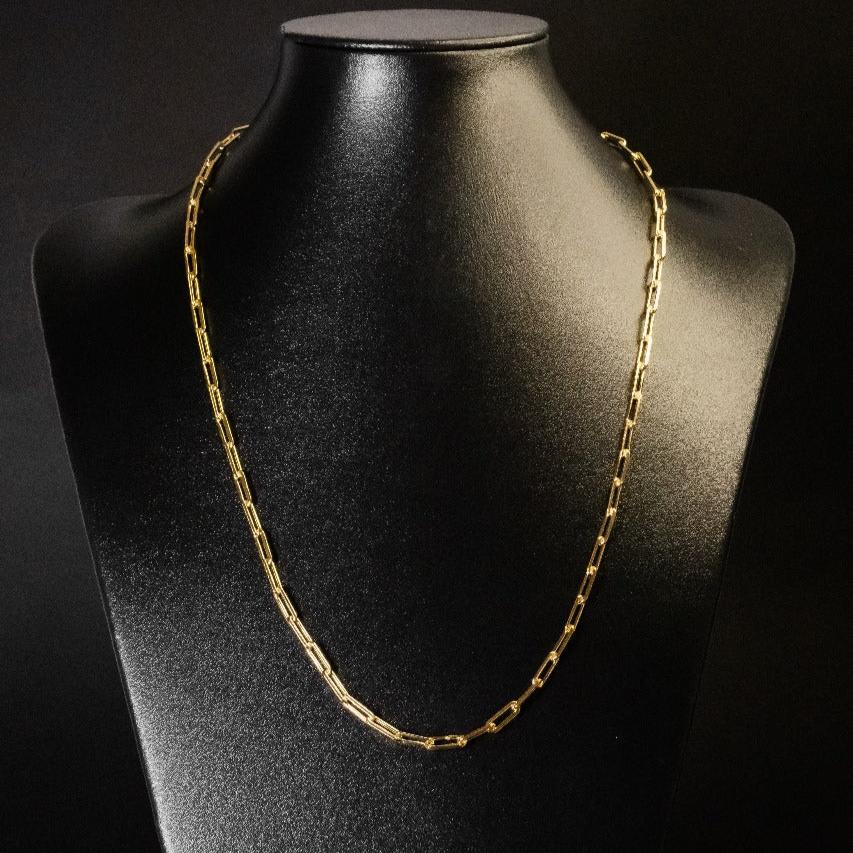 Corrente Cadeado Alongado - 4,5mm (Banhado a Ouro 18K)