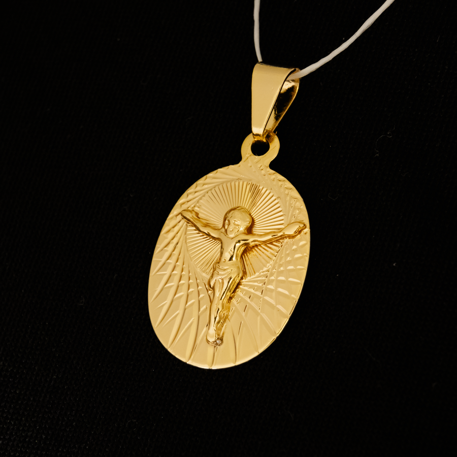 Pingente Fino Cristo Oval (Banhado a Ouro 18K)