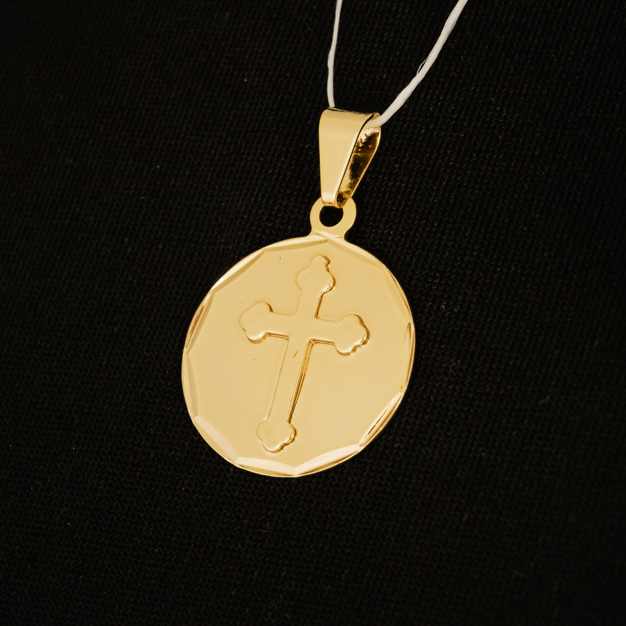 Pingente Fino Cruz Redonda (Banhado a Ouro 18K)