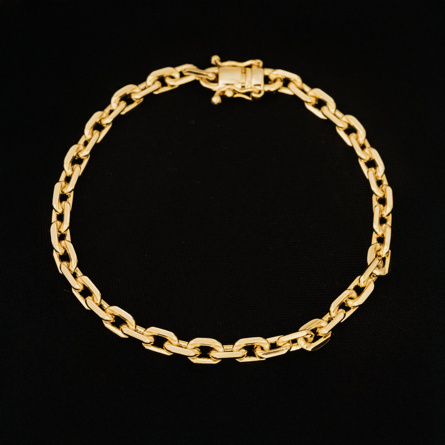 Pulseira Cadeado - 5mm (Banhado a Ouro 18K)