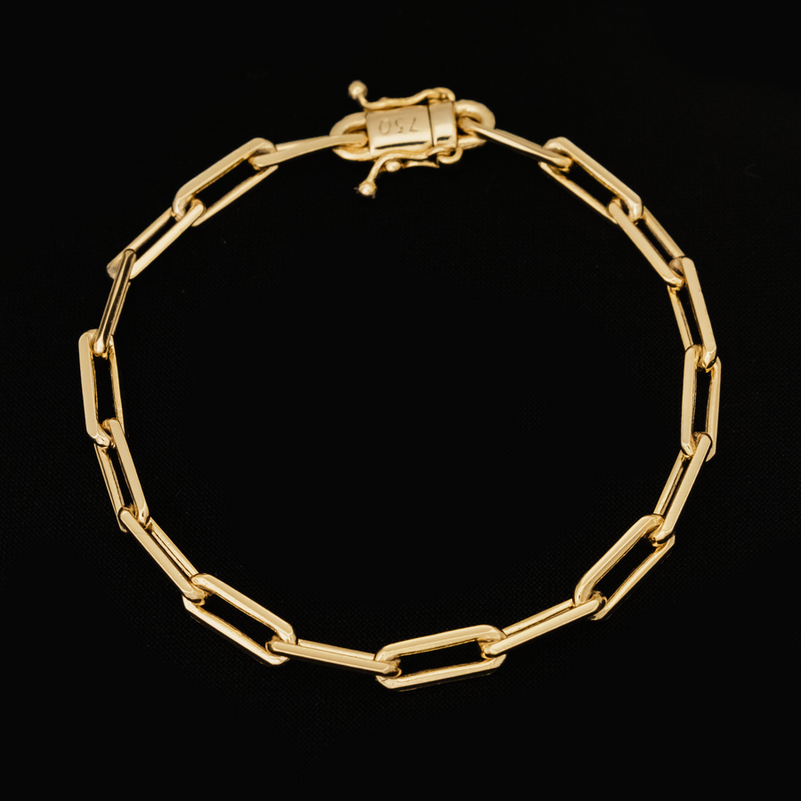 Pulseira Cadeado Alongado - 4,5mm (Banhado a Ouro 18K)