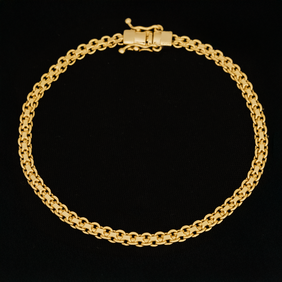 Pulseira Cadeado Duplo - 3,5mm (Banhado a Ouro 18K)