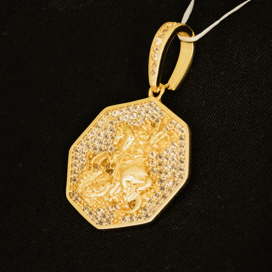 Pingente São Jorge Medalha (Banhado a Ouro 18K)