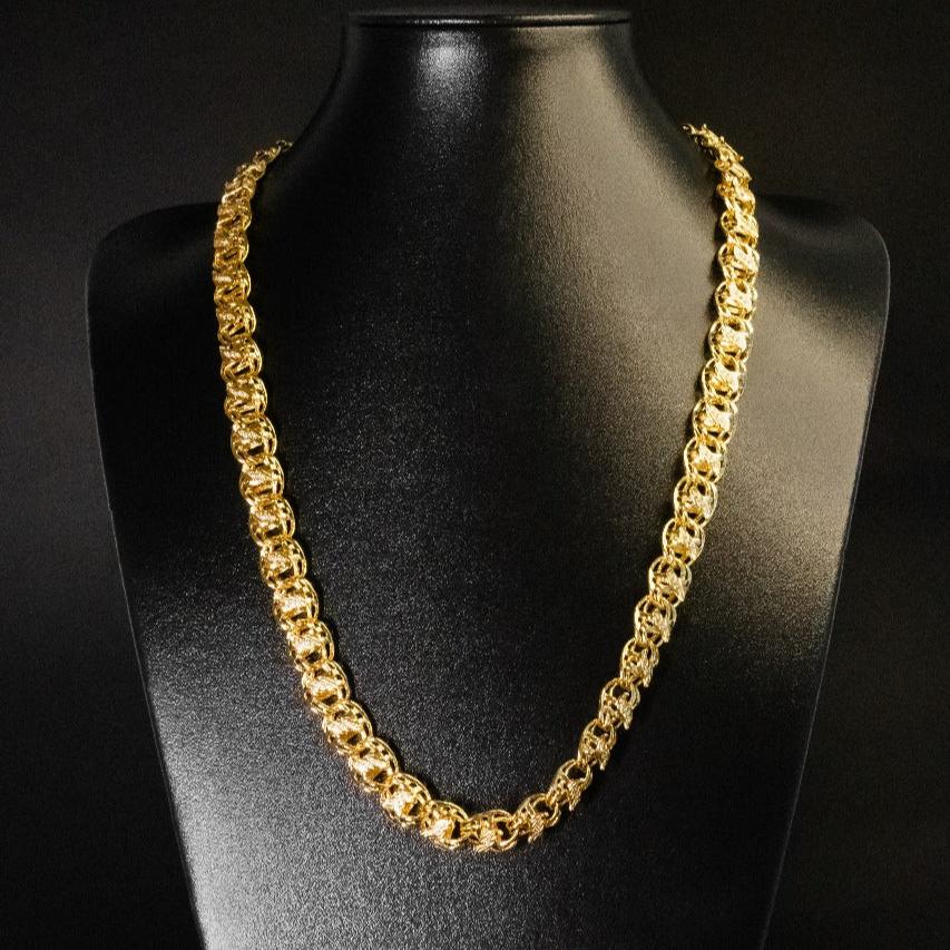 Corrente Dubai C/S Cravejado - 12mm (Banhado a Ouro 18K)