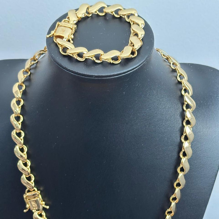 Corrente e Pulseira Friso S 12mm (Banhado A Ouro 18K)