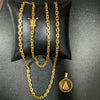 Corrente Cadeado 2mm + Pingente Nossa Senhora do Carmo Redondo (Banhado A Ouro 18K)
