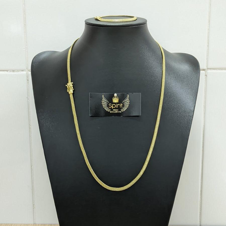 Corrente e Pulseira Lacraia 4,3mm (Banhado a Ouro 18K)