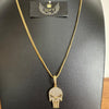 Corrente Lacraia 4,3mm + Pingente Caveira Cravejada (Banhado A Ouro 18K)