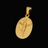 Corrente e Pulseira Cadeado 2mm + Pingente Cristo Oval (Banhado a Ouro 18K)