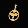 Corrente e Pulseira Cadeado 2mm + Pingente Espírito Santo Vazado (Banhado a Ouro 18K)