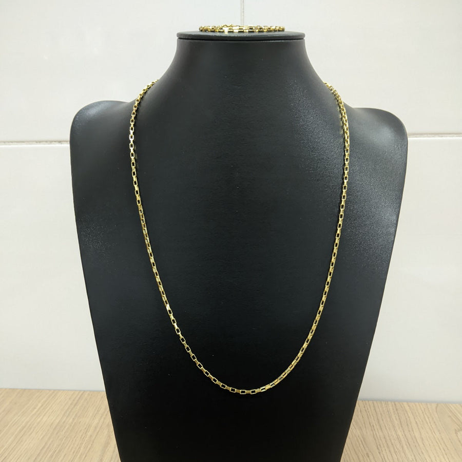 Corrente e Pulseira Tijolinho 3mm (Banhado a Ouro 18K)